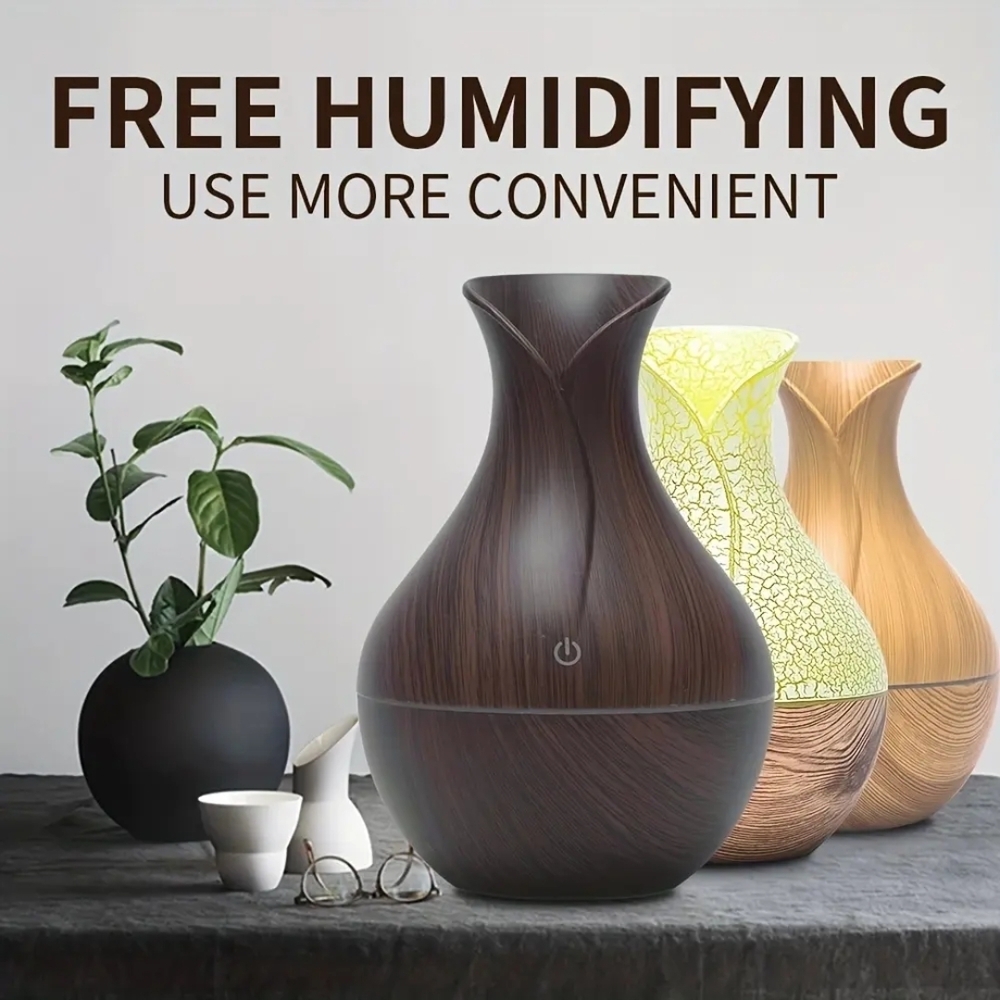 Wood Grain Vase-Shaped Essential Oil Diffuser - Picture 7 of 8